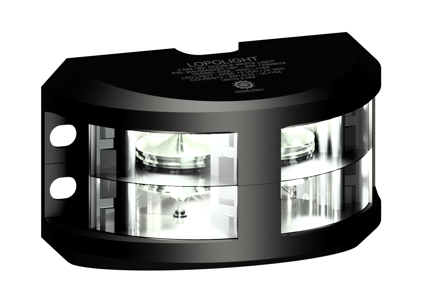 3nm 180° White, double, black anodized